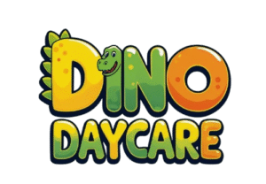 cheerful dino daycare logo transparent